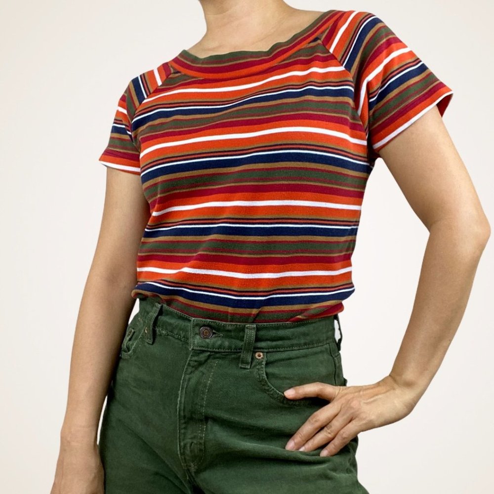 Autumn Stripe Ribbed T-shirt